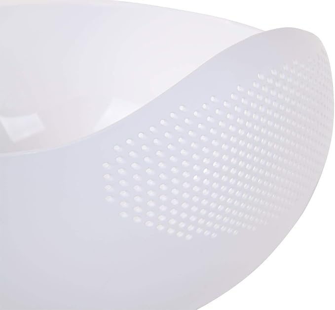 Mintra Home Rice Colander (White) - Strainer, Lightweight, for cleaning rice, beans, fruit and vegetables 9.5x13x7