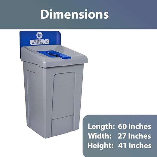 Stager Direct, 33 Gallon Mixed Recycling Station with Lid, Recycle Bin, Exterior Trash Can, Recycling Station Kit, Heavy Duty Premium Plastic, Perfect for Kitchen, Office, Garden, Garage, (N.4)