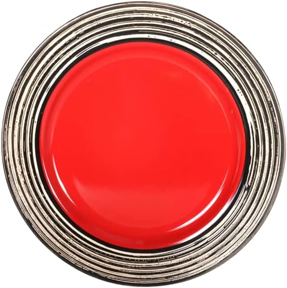 16 Piece Dinnerware Set, Ceramic Plates and Bowls Sets for 4, Microwave and Dishwasher Safe, Handcrafted Tree Bark Series Dish Set, Strawberry/Red