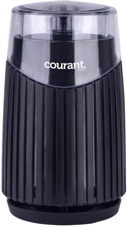 Courant Electric Coffee Grinder One Touch, Coffee Bean and Spice Grinder, With Heavy-Duty Stainless Steel Blades Durable Base,150 Watt Powerful Motor, Black