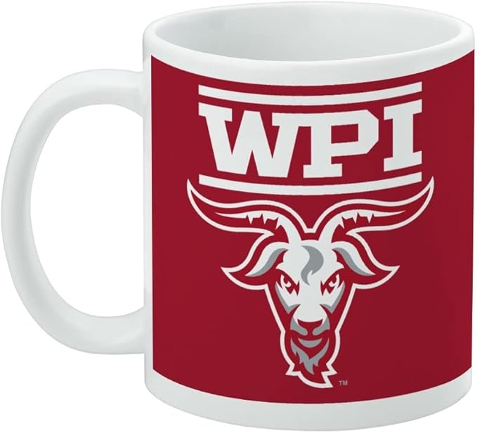 Worcester Poly Primary Logo Ceramic Coffee Mug, Novelty Gift Mugs for Coffee, Tea and Hot Drinks, 11oz, White