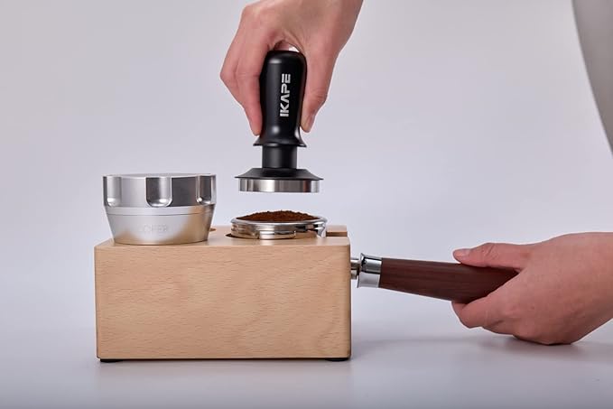 IKAPE 51mm Espresso Tamper, Premium Barista Coffee Tamper with Calibrated Spring Loaded, 100% Flat Stainless Steel Base Tamper for Espresso Machine(Black)
