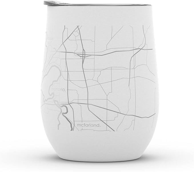 Well Told Engraved Madison Wisconsin Map Insulated Wine Tumbler, Etched Stainless Steel Wine Tumbler (12 oz, White) City Map Insulated Tumbler, Custom Insulated Tumbler, Outdoor Drinkware
