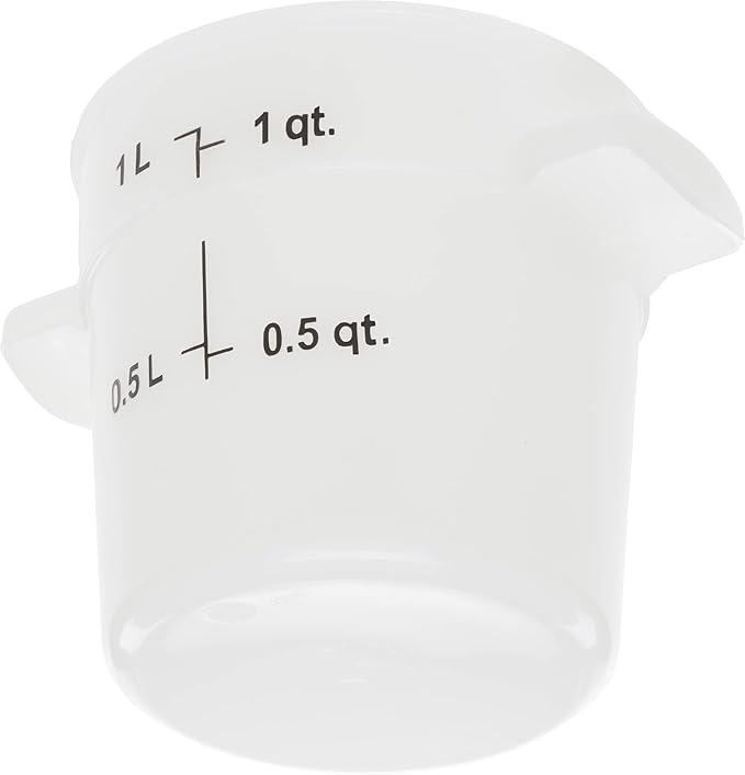 Carlisle FoodService Products Storplus Round Food Storage Container with Stackable Design for Catering, Buffets, Restaurants, Polyethylene (Pe), 1 Quart, White