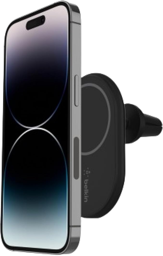 Belkin MagSafe-Compatible Magnetic Wireless Car Charger 10W - Wireless Charger, Magnetic Car Vent Phone Mount for iPhone 17, iPhone 16, 15, & 14 Series, Pixel 10 (Power Supply NOT Included) - Black