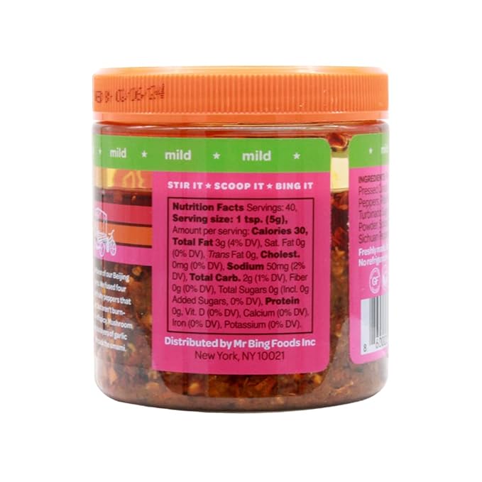 Mr Bing Chili Crisp - Delicious & Flavorful Chili Oil- Made in USA Chili Paste Hot Sauce - Gluten Free, Vegan, No MSG - Pack of 2 Mild (7 oz.) Jars