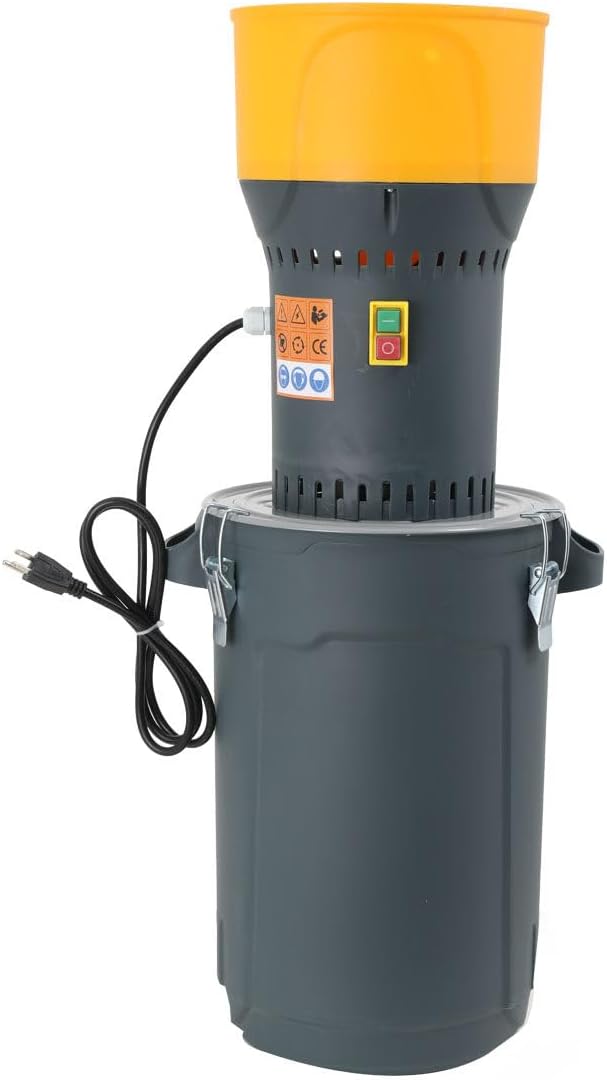 25L Electric Grain Mill, Corn Grinder, Home Farm Wheat Mill, Dry Cereal Grinder With Detachable 6.6 Gal Bucket & Hopper, 5 Sieves + 2 Wrenches