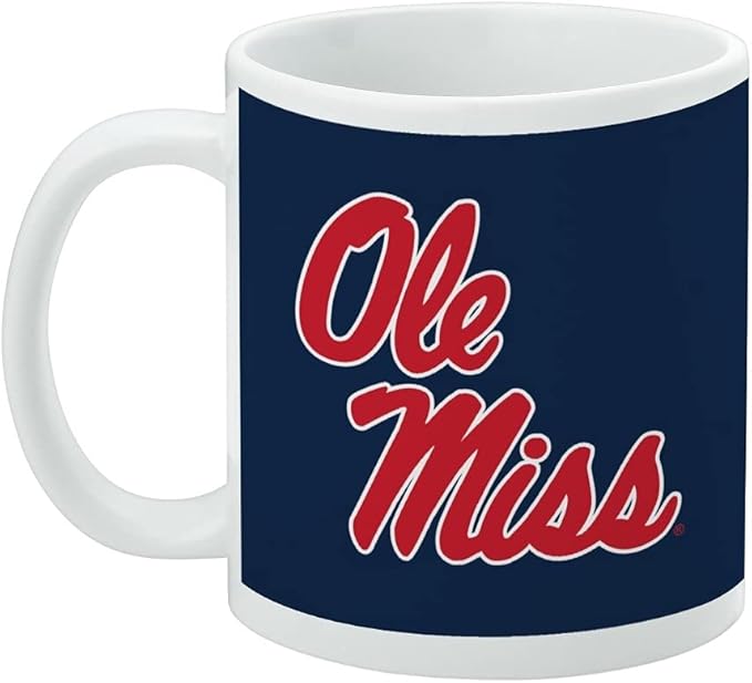 University of Mississippi Primary Logo Ceramic Coffee Mug, Novelty Gift Mugs for Coffee, Tea and Hot Drinks, 11oz, White