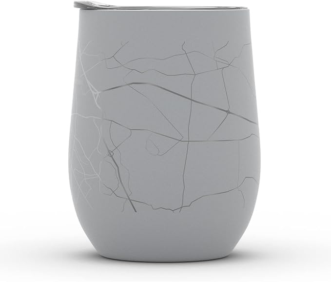 Well Told Engraved Lexington Kentucky Map Insulated Wine Tumbler, Etched Stainless Steel Cup (12 oz, Dockside Gray) City Map Insulated Tumbler, Custom Insulated Tumbler, Outdoor Drinkware