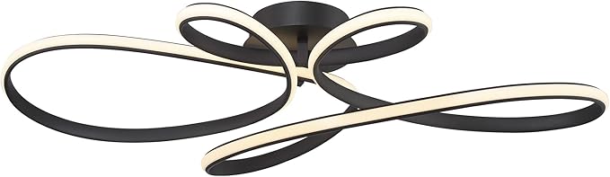 Possini Euro Design Helix Ultra Modern Semi Flush-Mount Ceiling Light Sand Black Dimmable LED Strip Twisting Ribbon Steel Metal 36 1/2" Wide Bedroom Kitchen Living Room Hallway House Home Dining
