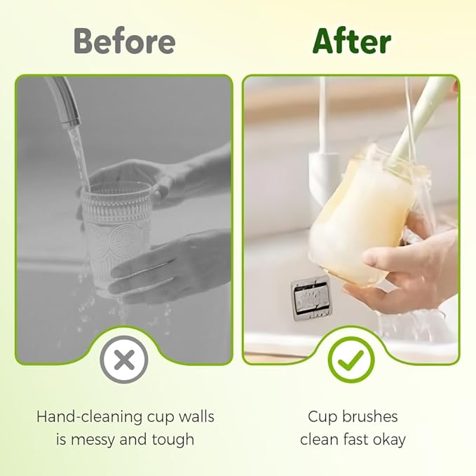 5-in-1 Bottle Cleaning Brush Set, Multifunctional Household Cleaning Kit with Long Flexible Scrubber,for Narrow Mugs, Stainless Steel Cups, Baby Bottles and Tumbler (White, 2 pcs)