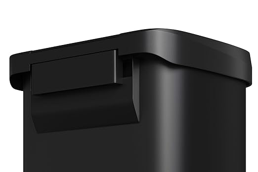 Garvee 21 gal / 80 L Metal Trash Can with Lid, Large Garbage Can for Kitchen, Rustproof Step-on Kitchen Metal Trash Bin with Liner Rim, Rear Handle, Soft Close Plastic Lid, Black