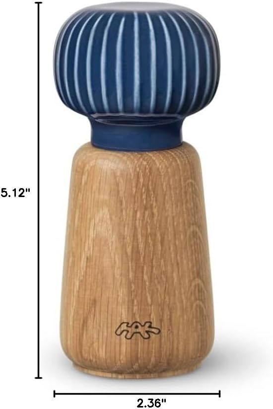 Kahler Hammershoi Salt and Pepper Grinder, Indigo, 5.7"H x 2.6"D, Designed by Hans-Christian Bauer, Gift Box Included