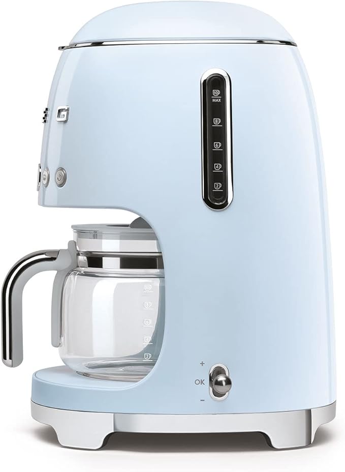 Smeg Retro Drip Coffee Machine and 2-Slice Toaster Bundle… (Blue)
