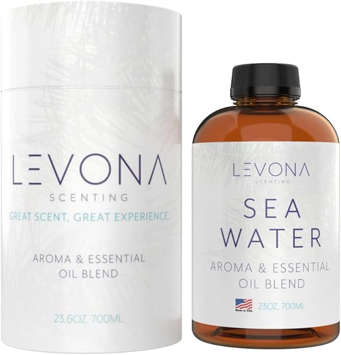 Levona Scent Essential Oil - Fresh Aroma for Home, Office, Hotel & Spa, Perfect in Humidifiers and Diffusers, Luxury Fragrance, with Aqua Marine, Lemon, & Bergamot Notes - 700ml/ 23 fl oz, Sea Water