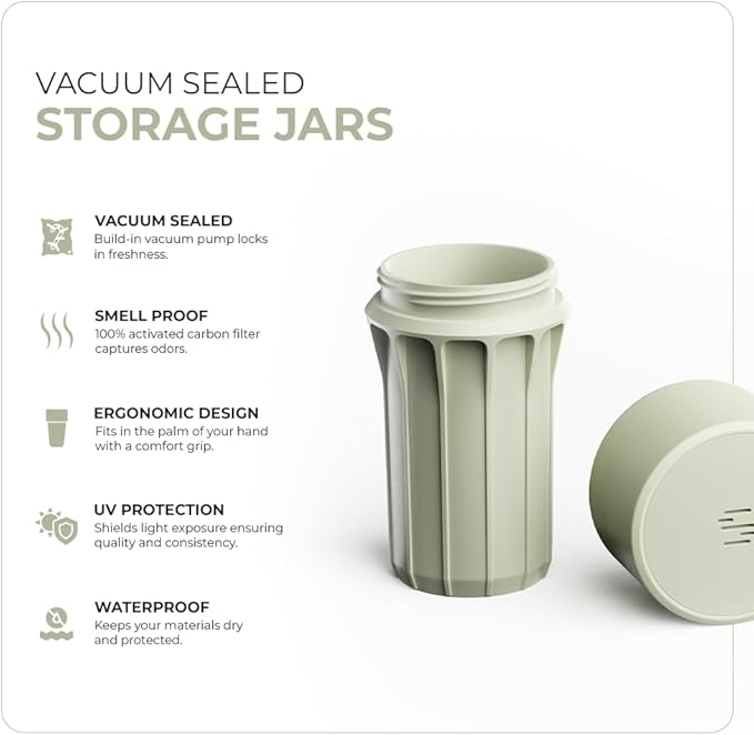 Staze Preserve Vacuum Sealed Storage Jars (148ml) | Smell Proof Containers | Herb Storage & Food Storage Container with Protection - (Foam)