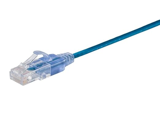 Monoprice Cat6A Ethernet Patch Cable - Snagless RJ45, 550Mhz, 10G, UTP, Pure Bare Copper Wire, 30AWG, 5-Pack, 5 Feet, Blue - SlimRun Series