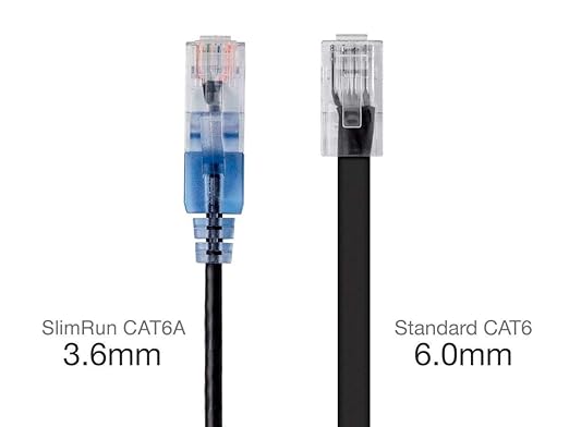 Monoprice Cat6A 2ft Black 10-Pk Patch Cable UTP 30AWG 10G Pure Bare Copper Snagless RJ45 SlimRun Series Ethernet Cable