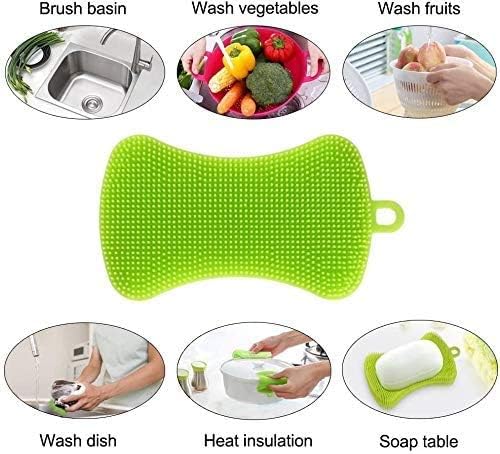 Silicone Sponge 9 Pack Sponges for Dishes Silicone Scrubber Dish Brush Kitchen Cleaning Sponges Silicone Dishwasher-Safe Brush Pad Double Sided for Kitchen (9 Pack-New)