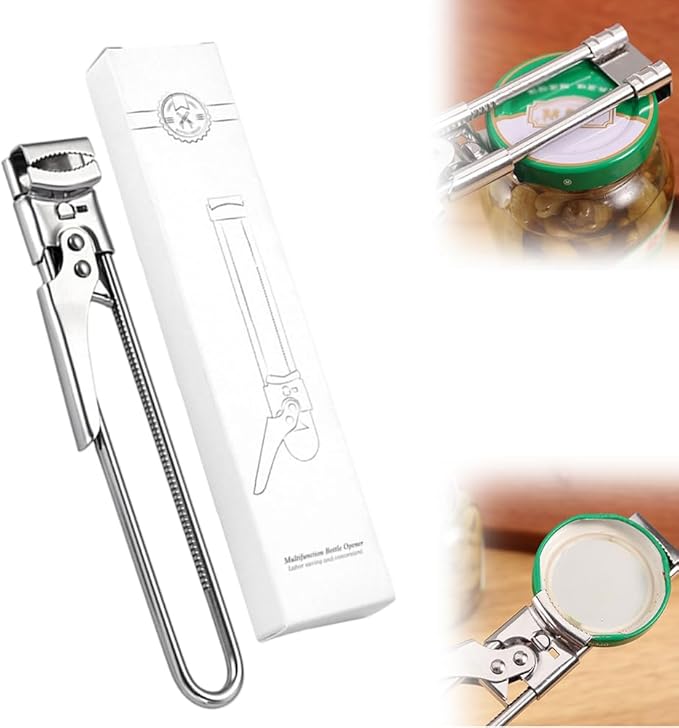 Adjustable Stainless Steel Jar Opener, 2026 New Can Opener for Weak Hands, Multifunctional Jar Lid Gripper Bottle Opener with Non Slip Grip, Kitchen Gadgets Accessories (1, S)
