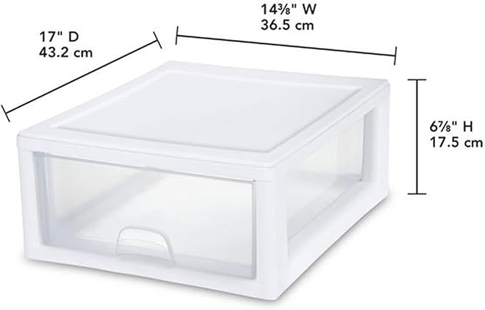 STERILITE 23018006 16 Quart Stacking Drawer, Clear (Pack of 1)