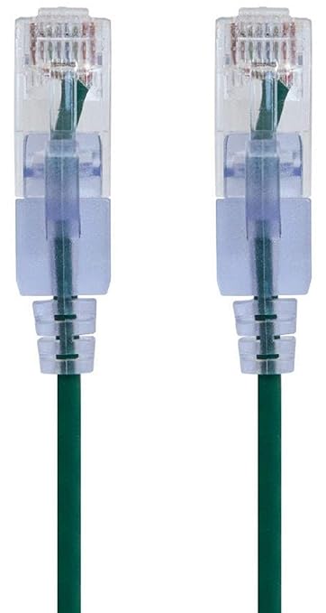 Monoprice Cat6A 3ft Green 10-Pk Patch Cable UTP 30AWG 10G Pure Bare Copper Snagless RJ45 SlimRun Series Ethernet Cable