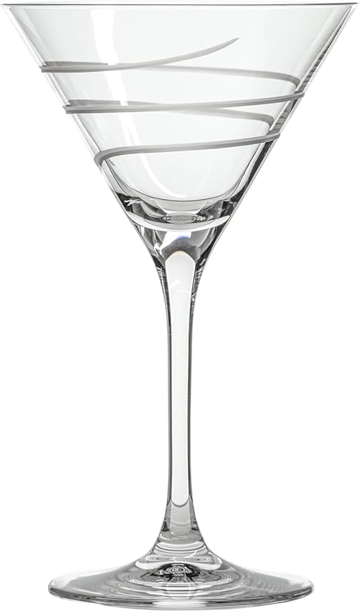 Rolf Glass Twist Martini Glass | 10oz Cocktail Glasses | Lead-Free and Diamond Engraved | Made in the USA | Contemporary, Modern Spiral Design | Set of 2