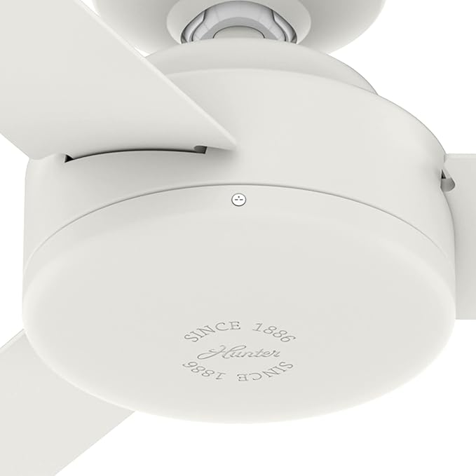 Hunter 52 inch Indoor Ceiling Fan No Light - White Modern Ceiling Fan without Light, 3 Blades, Standard Mount, For Bedroom, Living Room, or Kitchen, Wall Control - Presto 50811, Matte White