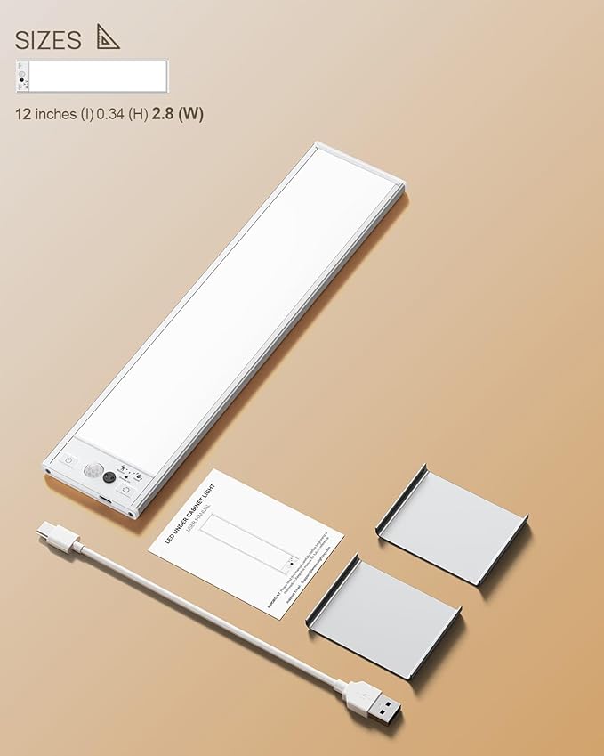 Under Cabinet Lighting Wireless,750LM Ultra-Bright Hand Wave Motion Sensor, 6000mAh Rechargeable Battery Longer Lasting Time Pantry Lights,3 Colors Dimmable Closet Light for Kitchen,Wardrobe,Stairs