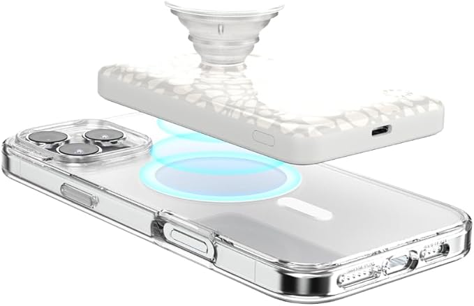 PopSockets PowerPack for MagSafe, Portable Phone Charger, Magnetic Wireless Portable Charger, 5000mAh - Horchata Fossil