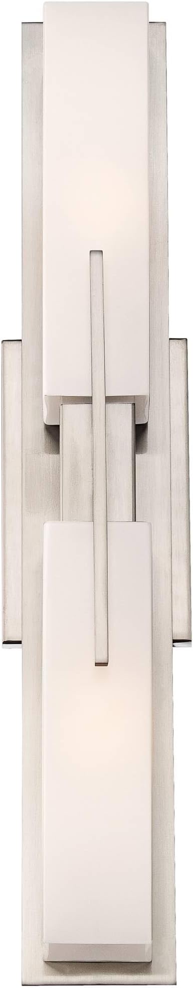 Possini Euro Design Midtown Modern Wall Lights Set of 2 Satin Nickel Silver Metal Hardwired 4 1/2" Fixture White Glass Shade for Bedroom Bathroom Vanity Living Room Home Hallway Dining Kitchen