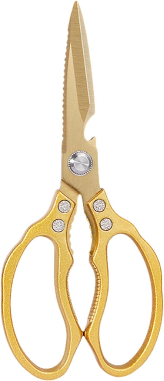 AWinjoy Japanese Gold Kitchen Scissors, Heavy Duty Stainless Steel, Multipurpose Cooking Shears, Dishwasher Safe