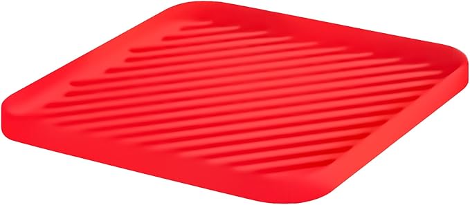 Silicone Organizer Tray for Kitchen Sink and Bathroom, Dishwasher Tray, Versatile Bathroom and Drawer Organizer Trays, Non-Slip Countertop (Red)