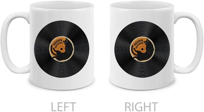 MUGBREW Black Cat Meows Records Ceramic Coffee Mug Tea Cup, 11 OZ