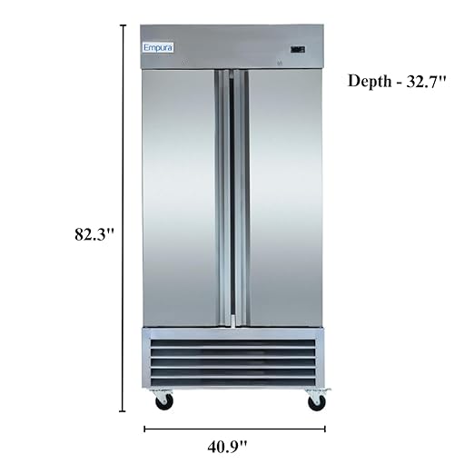 41" Reach-in Refrigerator with Two-Swing Solid Door | Commercial Upright Fridge for Restaurant Cafeteria | 33 Cu. Ft. Capacity, (6) Shelves | 82.3" H x 40.9" W x 32.7”D, Stainless Steel, 115v