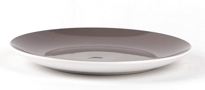 Stoneware Coupe Shape 16pc Dinnerware Set, Outside White + InsideTaupe