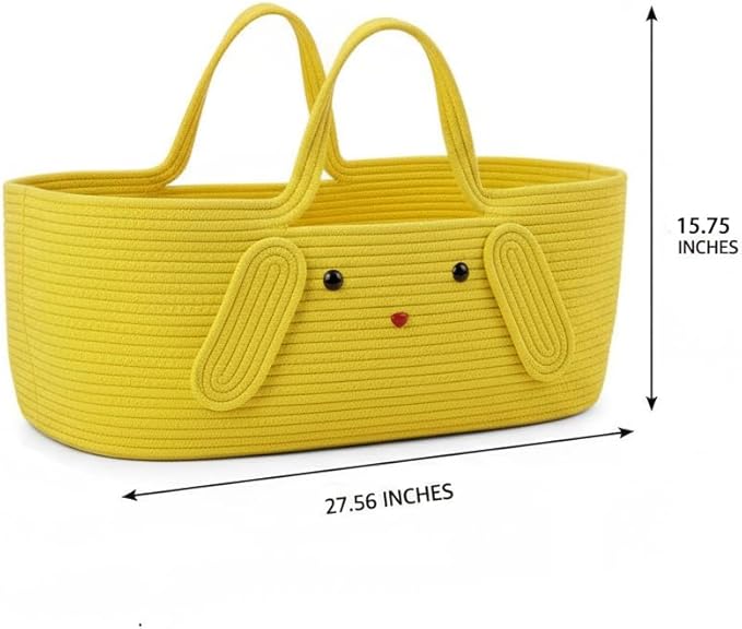 Large Capacity Foldable Storage Basket, Handwoven Cotton Rope Hamper with Handles for Toys, Laundry, Baby Essentials, and Pet Needs 27.56 × 15.75in