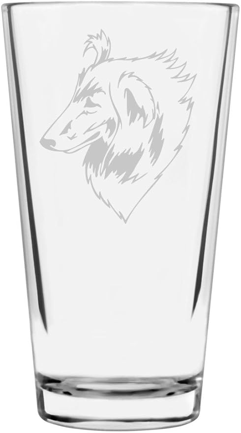 Rough Collie Custom Personalized Dog Themed Etched All Purpose 16oz Pint Glass