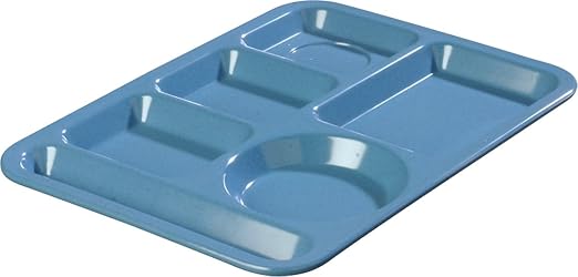Carlisle FoodService Products Plastic Meal Tray Left-Handed Heavyweight Lunch Tray with 6-Compartments for Schools, Cafeterias, and Dining Halls, Melamine, 14 x 10 Inches, Sandshade