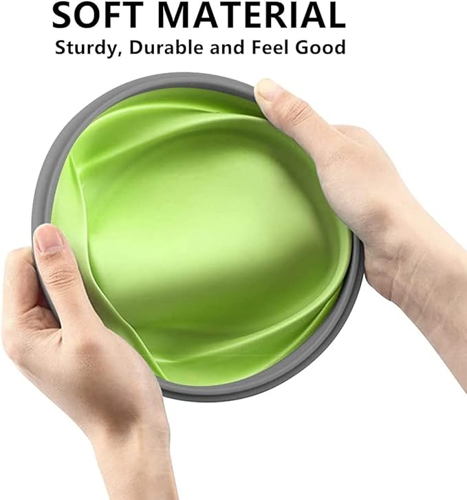 Collapsible Bowls For Camping, Set of 4 Silicone Food Storage Containers with Lids, Rv storage and organization, Rv Kitchen Accessories, BPA Free, Microwavable, Freezer, Dishwasher Safe (Round-Green)