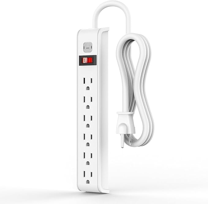 Power Strip Surge Protector, 6 Feet Extension Cord, 600 Joules Surge Protection, Multiple Protection 6 Outlet Strip, ETL Listed