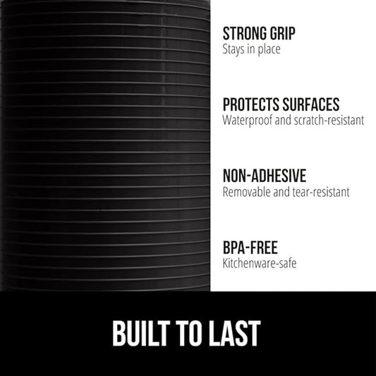 GORILLA GRIP DuraGuard Shelf Liner, Non-Adhesive Cabinet Liners for Kitchen Drawers, Shelves, Refrigerator, Pantry Storage, Bathroom Closet, Durable Waterproof BPA Free Ribbed Plastic, 12x10 Jet Black