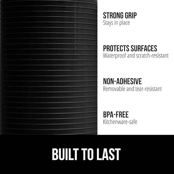 GORILLA GRIP DuraGuard Shelf Liner, 20x20 Non-Adhesive Cabinet Liners for Kitchen Drawers, Shelves, Refrigerator, Pantry Storage, Bathroom Closet, Durable Waterproof BPA Free Ribbed Plastic, Jet Black