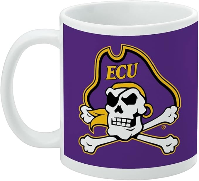 East Carolina Primary Logo Ceramic Coffee Mug, Novelty Gift Mugs for Coffee, Tea and Hot Drinks, 11oz, White