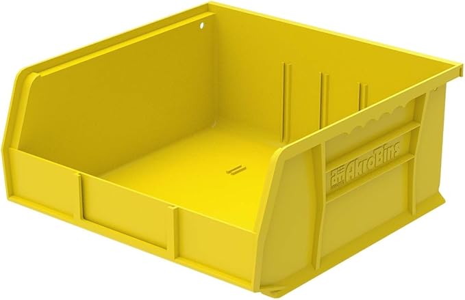 Akro-Mils 30235 AkroBins Plastic Storage Bins, Space-Saving Stackable Bins for Garage, Pantry, Craft Organization, 11" x 11" x 5", Yellow, 6-Pack