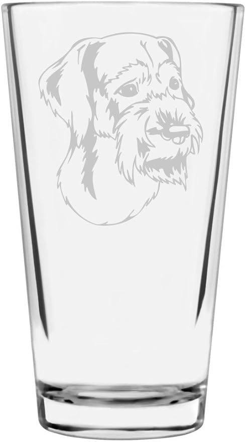 German Wirehaired Pointer Custom Personalized Dog Themed Etched All Purpose 16oz Pint Glass