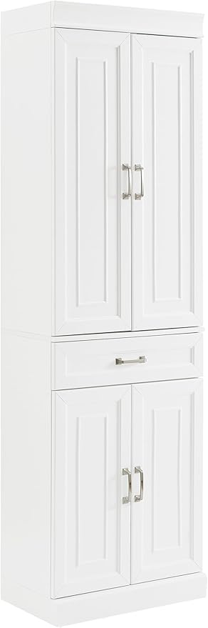 Crosley Furniture Stanton Pantry Storage Cabinet with Shelves, Kitchen, Dining, or Laundry Room, White