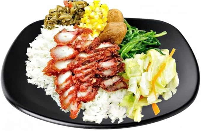 Melamine Square Dinner Plate Set, 8.8", 9.8", 10.8", 11.8", Black, LJP Series (6, 10.8 inch)