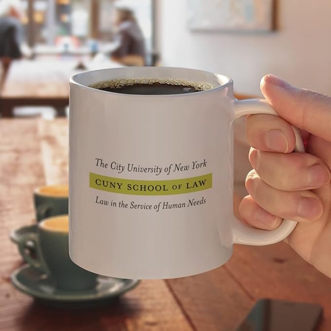 CUNY School of Law Primary Logo Ceramic Coffee Mug, Novelty Gift Mugs for Coffee, Tea and Hot Drinks, 11oz, White