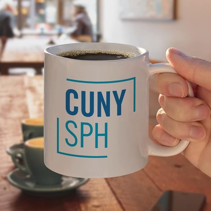 CUNY School of Public Health Primary Logo Ceramic Coffee Mug, Novelty Gift Mugs for Coffee, Tea and Hot Drinks, 11oz, White